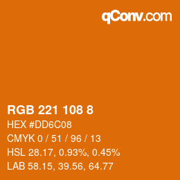 Color code: RGB 221 108 8 | qconv.com