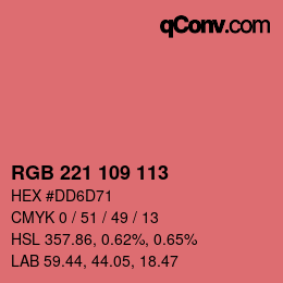 Color code: RGB 221 109 113 | qconv.com