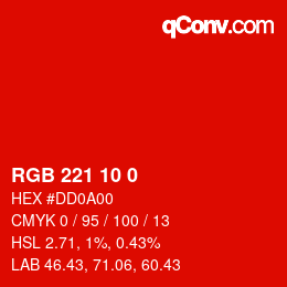 カラーコード: RGB 221 10 0 | qconv.com