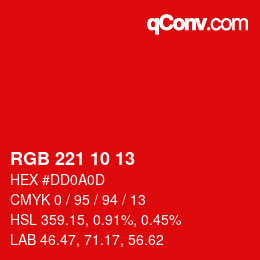 Color code: RGB 221 10 13 | qconv.com