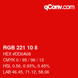 Color code: RGB 221 10 8 | qconv.com
