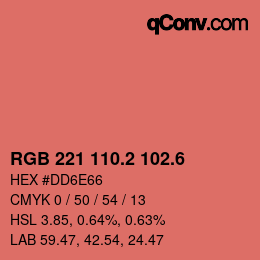 カラーコード: RGB 221 110.2 102.6 | qconv.com