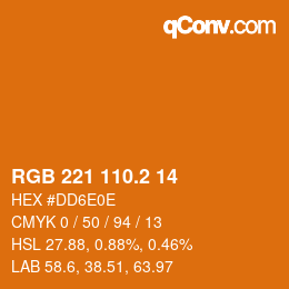 カラーコード: RGB 221 110.2 14 | qconv.com