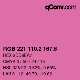 カラーコード: RGB 221 110.2 167.6 | qconv.com