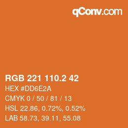 Color code: RGB 221 110.2 42 | qconv.com