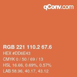 カラーコード: RGB 221 110.2 67.6 | qconv.com