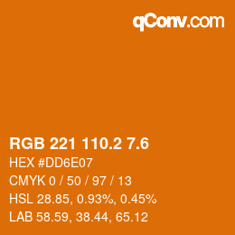 カラーコード: RGB 221 110.2 7.6 | qconv.com
