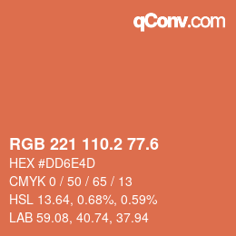 カラーコード: RGB 221 110.2 77.6 | qconv.com