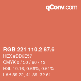 カラーコード: RGB 221 110.2 87.6 | qconv.com