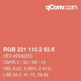 カラーコード: RGB 221 110.2 92.6 | qconv.com