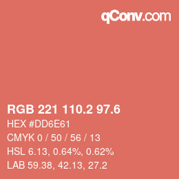 カラーコード: RGB 221 110.2 97.6 | qconv.com