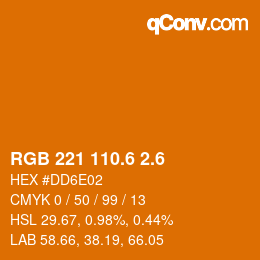 カラーコード: RGB 221 110.6 2.6 | qconv.com