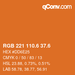 カラーコード: RGB 221 110.6 37.6 | qconv.com