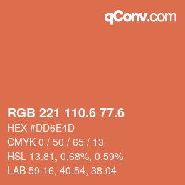 カラーコード: RGB 221 110.6 77.6 | qconv.com