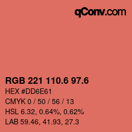 カラーコード: RGB 221 110.6 97.6 | qconv.com