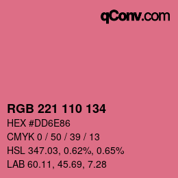 カラーコード: RGB 221 110 134 | qconv.com