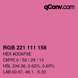 颜色代码: RGB 221 111 158 | qconv.com