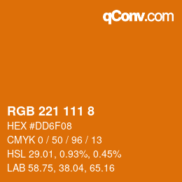 Color code: RGB 221 111 8 | qconv.com