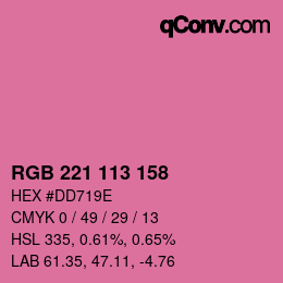 Color code: RGB 221 113 158 | qconv.com
