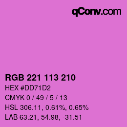Color code: RGB 221 113 210 | qconv.com