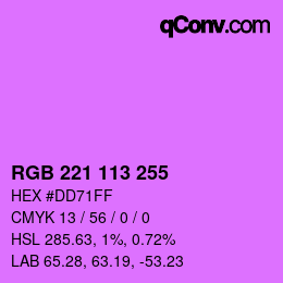 Color code: RGB 221 113 255 | qconv.com