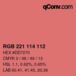 颜色代码: RGB 221 114 112 | qconv.com