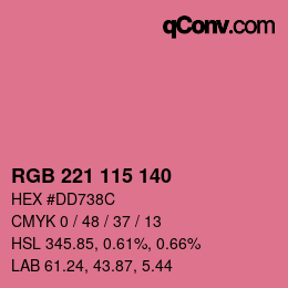 Color code: RGB 221 115 140 | qconv.com