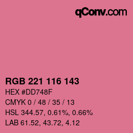 Color code: RGB 221 116 143 | qconv.com