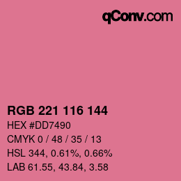 Color code: RGB 221 116 144 | qconv.com