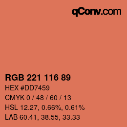 Color code: RGB 221 116 89 | qconv.com