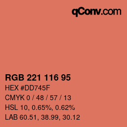颜色代码: RGB 221 116 95 | qconv.com