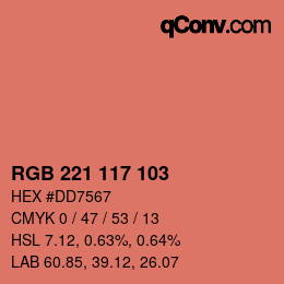 Color code: RGB 221 117 103 | qconv.com