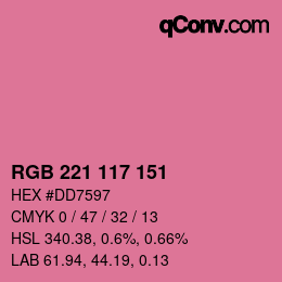 Color code: RGB 221 117 151 | qconv.com