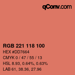 颜色代码: RGB 221 118 100 | qconv.com