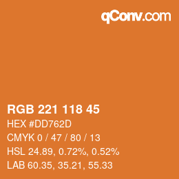 Farbcode: RGB 221 118 45 | qconv.com