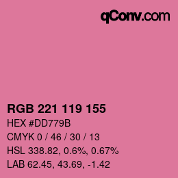 Color code: RGB 221 119 155 | qconv.com