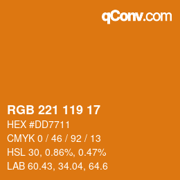 Color code: RGB 221 119 17 | qconv.com