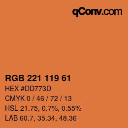 Color code: RGB 221 119 61 | qconv.com