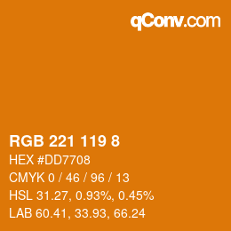Color code: RGB 221 119 8 | qconv.com