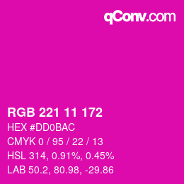 Color code: RGB 221 11 172 | qconv.com