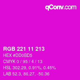 Color code: RGB 221 11 213 | qconv.com