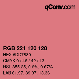 Color code: RGB 221 120 128 | qconv.com