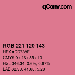 Color code: RGB 221 120 143 | qconv.com