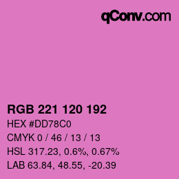 カラーコード: RGB 221 120 192 | qconv.com