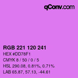 カラーコード: RGB 221 120 241 | qconv.com
