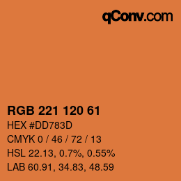 Color code: RGB 221 120 61 | qconv.com