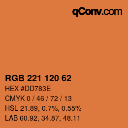 Color code: RGB 221 120 62 | qconv.com