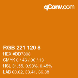 カラーコード: RGB 221 120 8 | qconv.com