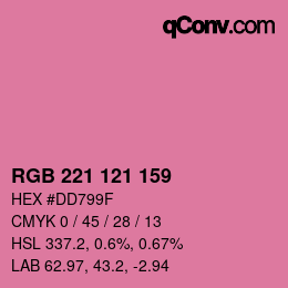 カラーコード: RGB 221 121 159 | qconv.com