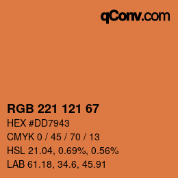 颜色代码: RGB 221 121 67 | qconv.com